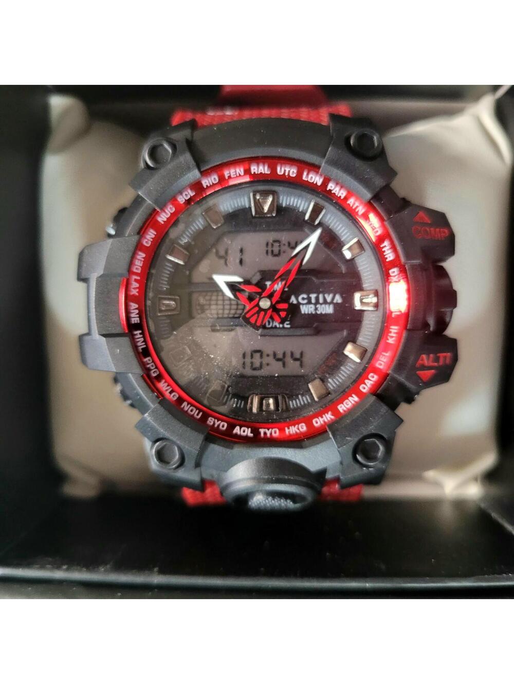 Activa WR30M Digital Analog Red and Black Sports Watch